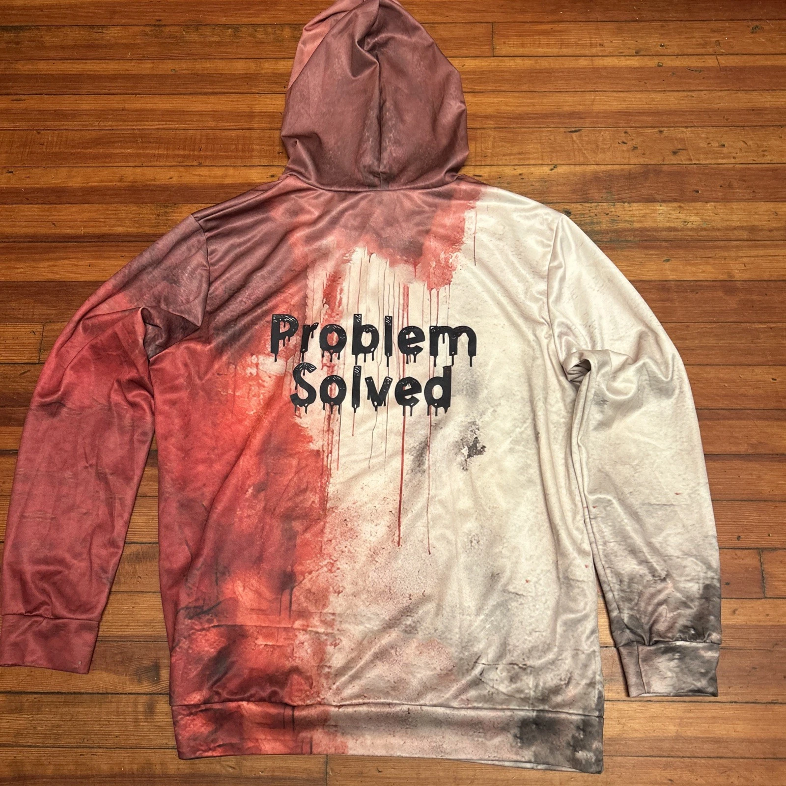 Halloween hoodie 3D Bloody Pullovers sweatshirt Problem Solved New Tan Red