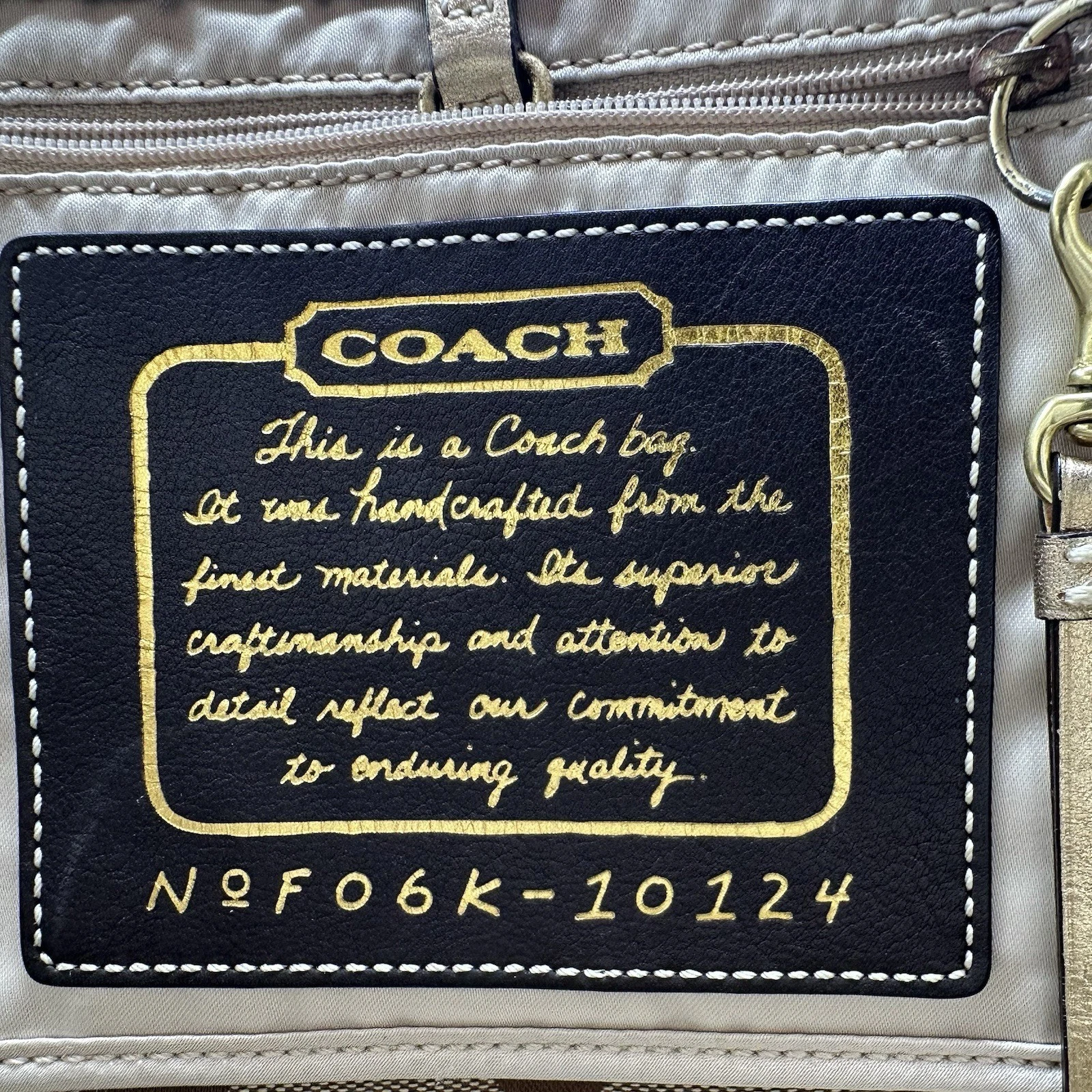 Borsa Coach Signature a righe kaki e cremisi tela pelle tote bag vintage nuova con etichetta