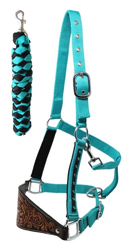 Challenger Pferd Nasenriemen Tack Bronc Leder HALFTER gebunden Führstrick 280HR29 - Bild 2 von 3