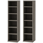 Set of 2 Mocha Wood Effect CD Media Display Shelves, Adjustable, 88.5cm Tall
