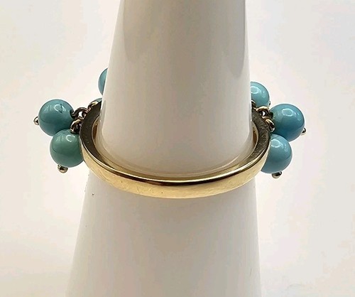 Le Vian 14k Yellow Gold Ring w/ Robin's Egg Blue Turquoise Beads Size 6 - 3.62g - Picture 9 of 24
