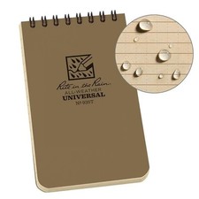 Rite in the Rain 3" x 5" Top Spiral Notebook Notizblock Wasserfest 935T Tan