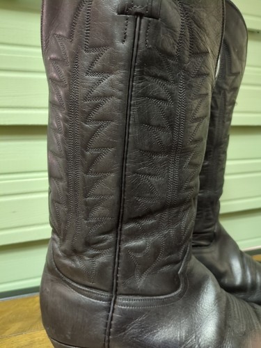 Vintage Hondo Cowboy Boots Size 5.5 UK Quality Worn Stained Black Leather - Picture 2 of 13