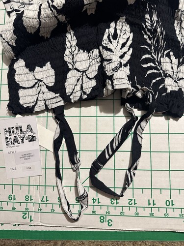 Hula Bay of Honolulu Hawaiian Luau Dress SZ 3 5 Black White Elastic Bust - Picture 5 of 6