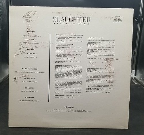 Slaughter - Stick It Live LP Chrysalis R120666 1990 Pressing - Picture 2 of 4