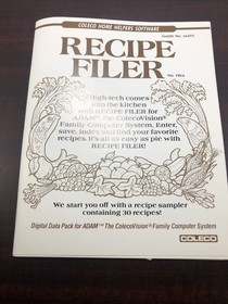 Recipe Filer (ColecoVision, 1984) Coleco ADAM Home Helpers Software