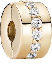 New 100% Authentic Pandora 14K Gold Clear Sparkling Row Clip Charm 759518C01