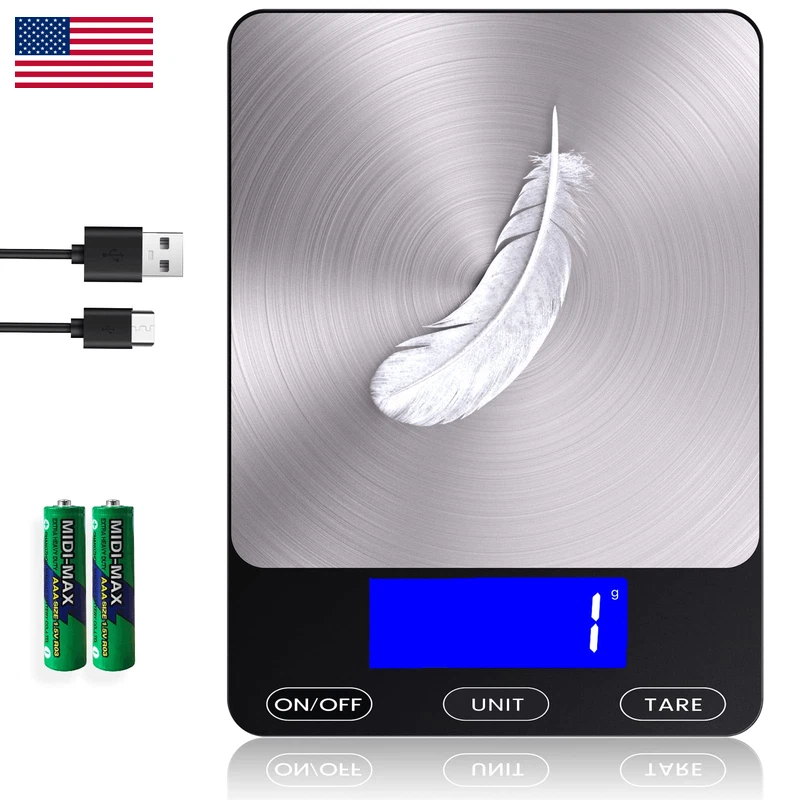 Ggq Food Scale -33Lb Digital Kitchen Scale For Food Ounces Grams Rechargeable