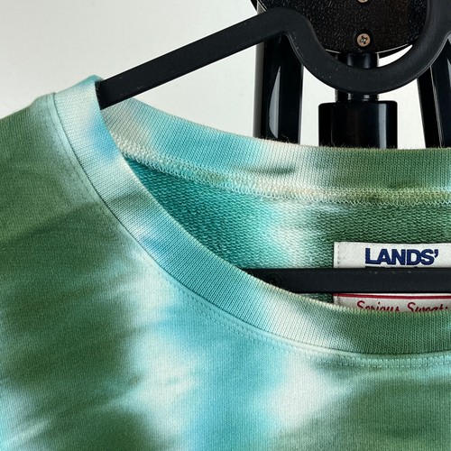 Lands' End Serious Sweats Tie Dye Blue Green Long Sleeve Sweatshirt Women's XL - Picture 4 of 9