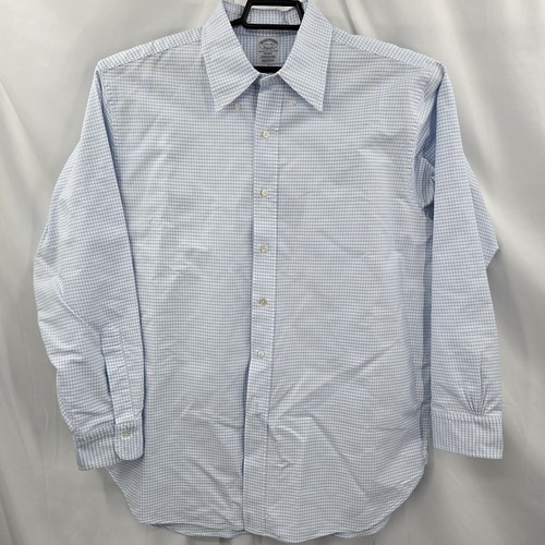 Brooks Brothers Regent Makers Men's Long Sleeve Made USA Blue Check Size 17.5-34 - Picture 2 of 9