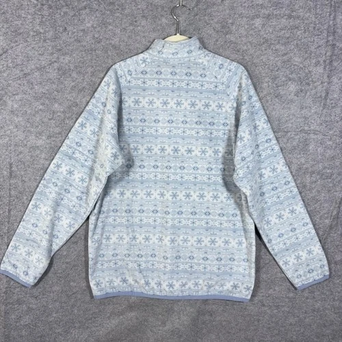 Southern Marsh Fleece 1/4 Zip Pullover Mens Sz L Blue Monmouth Fair Isle Snow image 3