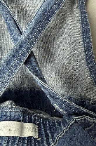 ZARA Girls Denim Overalls Size 9 Cottage Core Jeans Pants Wide Leg Crop - Picture 3 of 3