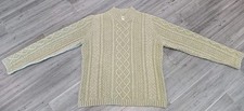 LL Bean Sweater Cable Knit Olive Green Women  s Size Med Chunky Cable Knit Cotton