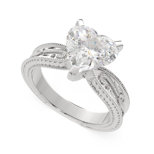 3.5 Ct Heart Cut Diamond Engagement Ring VS1 F White Gold 14k