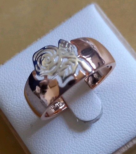 14ct 585 rose and white ROLLED gold ring size s stamped 585rg - Picture 2 of 3