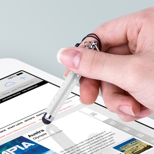 Stylet Retractable Argent avec Strass pour écran Tactile - Attache Jack 3.5 mm - Photo 5 sur 6
