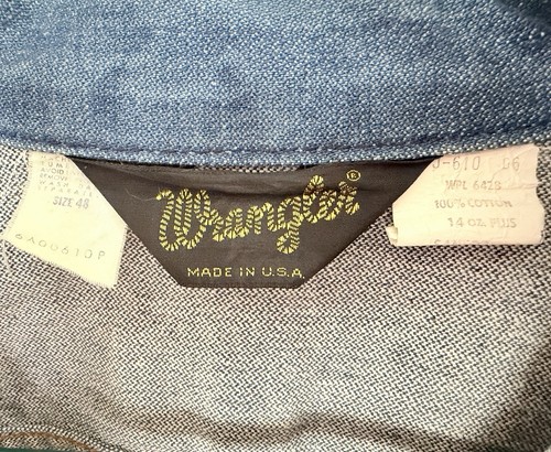 Vintage 70er Jahre Jeansjacke Wrangler 124mj Dark Wash Größe 48 - Bild 4 von 6