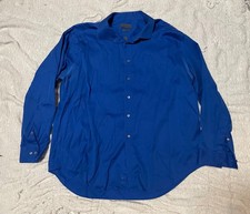 Calvin Klein Men's Slim-Fit Non-Iron Herringbone Dress Shirt Blue Size 19