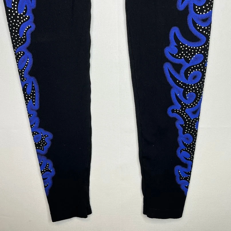 Leggings Gráficos Llama Azul Para Mujer O/S Negros Elastizados Y2K Punk Rock Gótico Foto 4 de 4