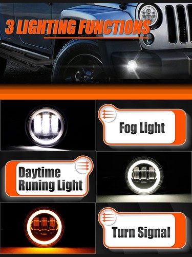 Faros LED altos bajos y antiniebla de 4"" para Jeep Wrangler JK 07-17 2 puertas 7"" - Imagen 13 de 14