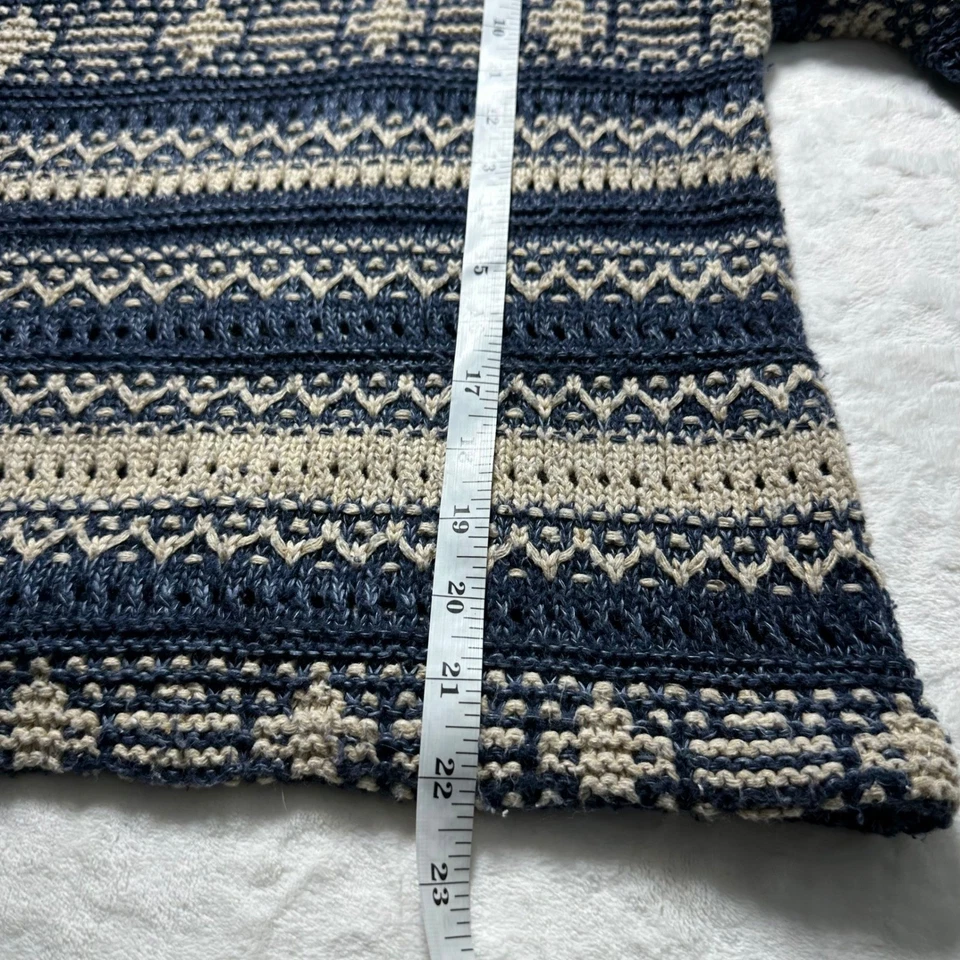 Suéter Lauren Ralph Lauren Índigo Grueso Tejido Mezcla de Lino Azul Beige Talla Grande Foto 3 de 4