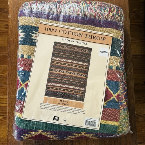Triple Layer Jacquard Throw Blanket Cotton Multicolor Sealed 46”x67” USA Vintage - Picture 1 of 7