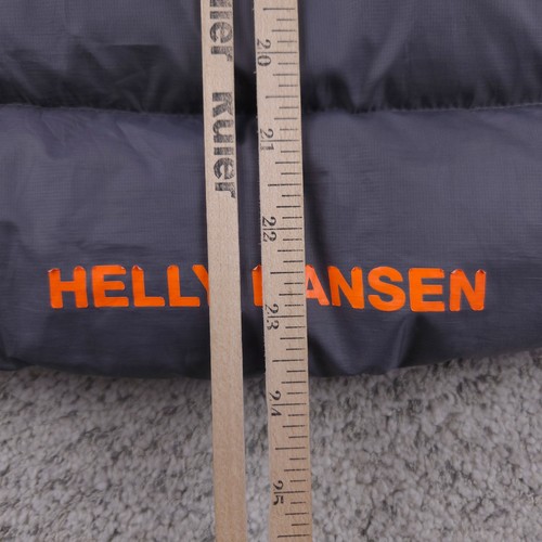 Helly Hansen Jacket Boys Age 10 Medium Down Puffer Hooded Gray Orange Logo - Picture 9 of 10