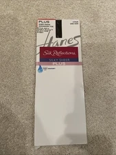 Hanes Plus Knee Highs Barely Black 2 Pairs Silk Reflections Silky Sheer