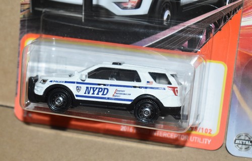 Matchbox 2016 FORD INTERCEPTOR UTILITY NEW YORK & SAN DIEGO POLICE LOT 2 NEW - Picture 3 of 8