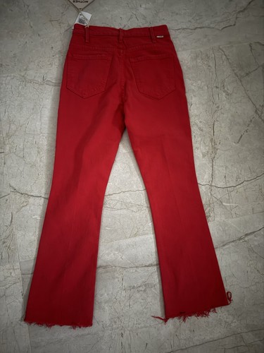 Neu mit Etikett Mother Hustler Knöchel ausgefranst rot hoch geschnitten Bootcut kurze Jeans 26 $ 228 fällt klein aus - Bild 9 von 17