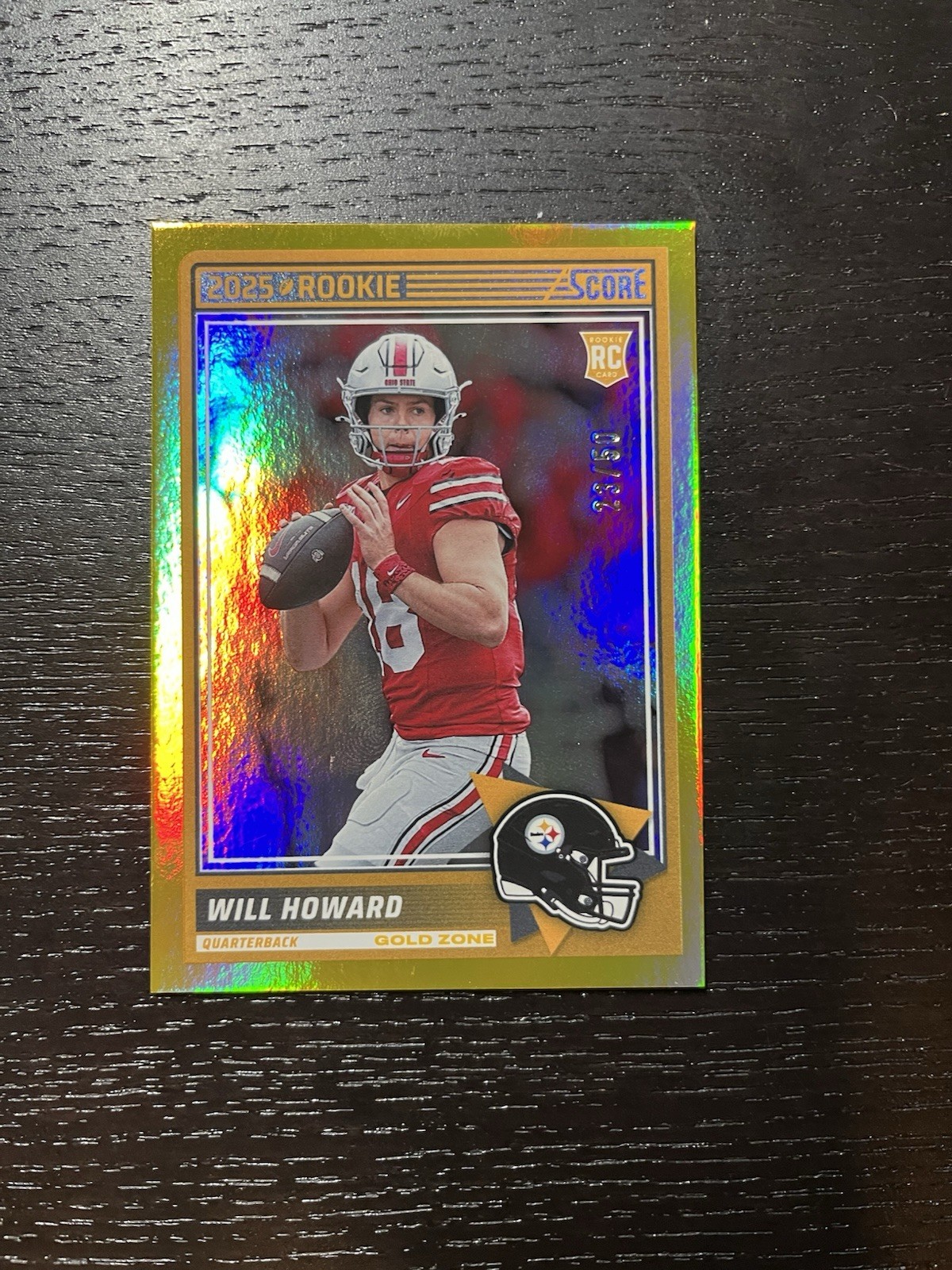 2025 Panini Score Will Howard Gold Zone /50 Rookie RC #3 Steelers