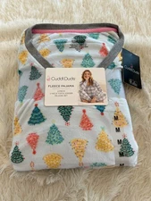 New w Tags Cuddl Duds Trees 2 Piece Velour Fleece Jogger Pajama Set Size Medium