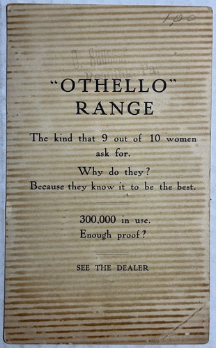 Tarjeta comercial Othello Range Stove c.1905 niña con anuncio antiguo de club de golf - Imagen 2 de 4