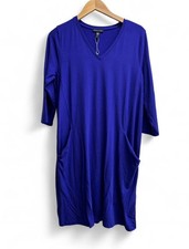 Eileen Fisher Cobalt Blue TENCEL Shift Tunic Dress Size Small Front Pockets NWOT
