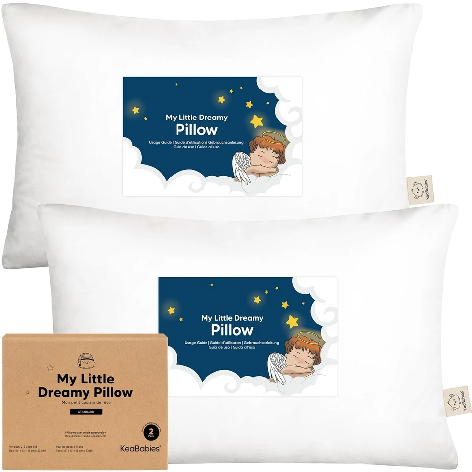 Paquete de 2 almohadas suaves de algodón orgánico para niños pequeños para dormir viaje Foto 3 de 4