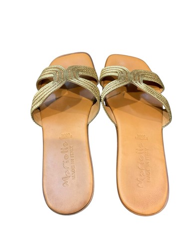 Mariella Women's Shoes Sandals Gold Sparkle Flats Size 9 Made In Italy - Picture 3 of 11