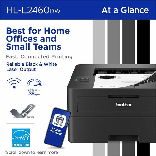Brother Wireless HL-L2460DW Compact Monochrome Laser Printer, Duplex and Mobile - Picture 7 of 10