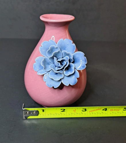 Ceramic Spring Bud Vase with Applied 3D Flower 4.5" - Picture 11 of 12