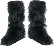 D/Ceptions 2 Black Furry Boot Covers Costume Accessory, One Size Child