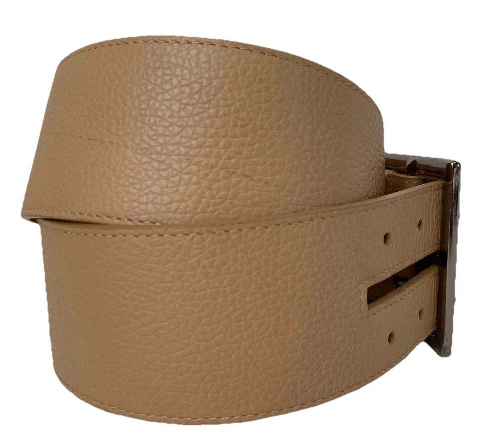 Kenneth Cole Women’s Beige Wide Leather Hip Belt Size M – Double Buckle - Image 4 of 4