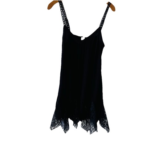 Intimately Free People Trapeze Slip Dress SZ S Black Voile Lace Romantic Flowy - Picture 7 of 10
