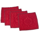 4 Williams Sonoma Jacquard Red Napkin GORGEOUS Set Lot Cotton Linen Blend