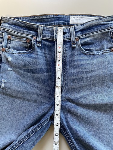 Jeans Rag & Bone donna 27 blu Nina vita alta skinny elasticizzato lavaggio medio - Foto 12 di 14