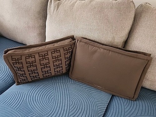 2x  Geometric  Down Filled Two Tone Brown  Rectangular  Lumbar  Throw Pillow 19" - Picture 7 of 15