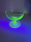 Single Hazel Atlas Green Low Footed Sherbet Dessert Uranium Glass 3.5”