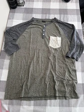 Levis Raglan Men’s Marble Henley Shirt XL Pocket 3/4 Sleeves Marble Olive
