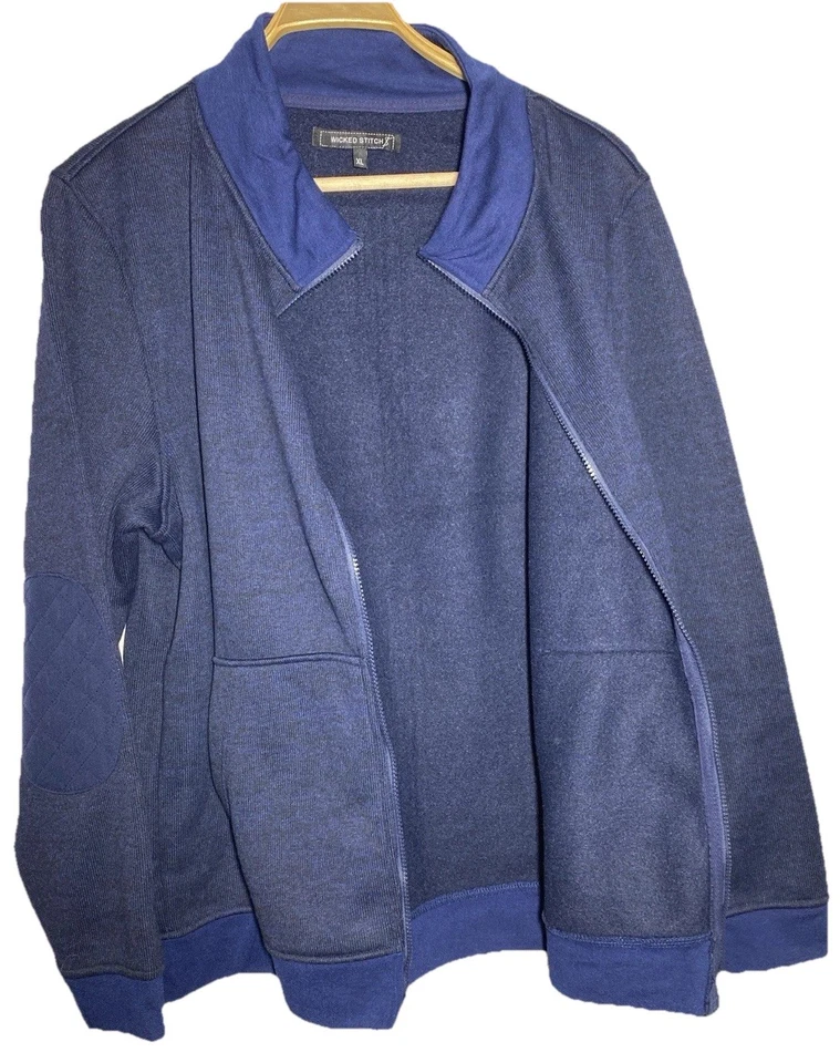 NOVO Moletom Azul Wicked Stitch LS Bolsos no Pescoço Simulado Zíper Completo Extra Grande $88 - Imagem 3 de 4