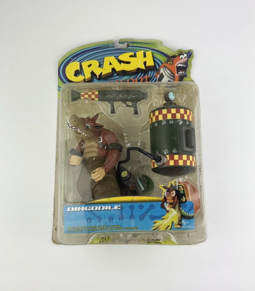 Figura de acción de colección 1999 Crash Bandicoot Dingodile Resaurus nueva en caja rara Foto 2 de 4