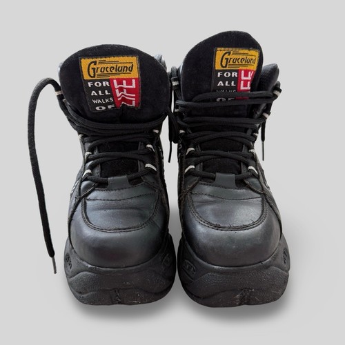 Vintage Graceland Go Crazy Chunky Plateau Stiefel Schuhe Y2K Black Destroy Gr. 7 - Bild 4 von 7