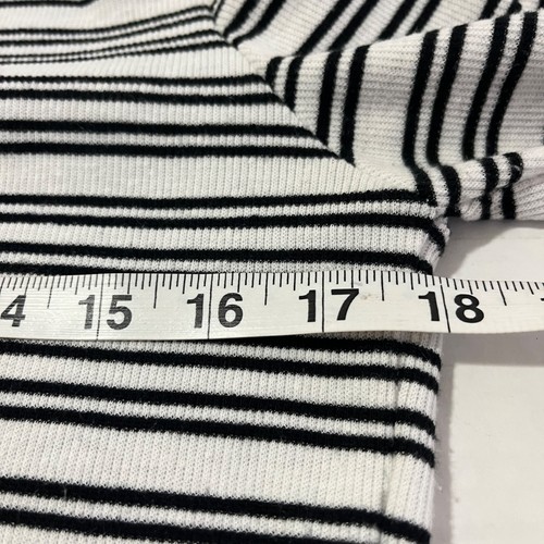Y2K Womens Striped Rib Knit Henley Top Sz M Classic Preppy Minimalist Clean Girl - Picture 6 of 9